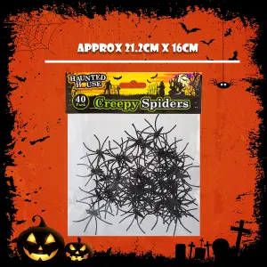 Halloween Spiders Decoration Trick or Treat Party Pack of 40 3.5cm x3.5cm  Black