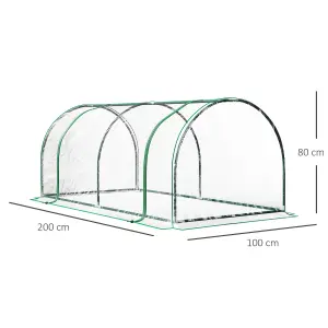 Outsunny Tunnel Greenhouse Grow House Steel Frame PE Transparent 200x100x80 cm