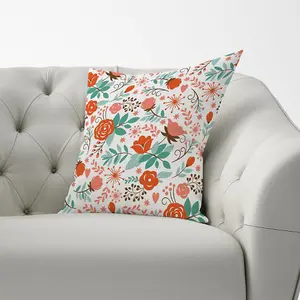 Orange Floral Pattern Cushions 60cm x 60cm