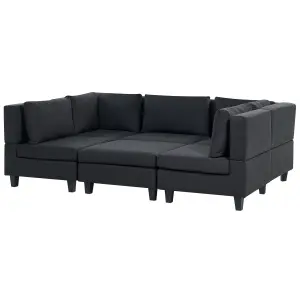 5-Seater Modular Fabric Sofa with Ottoman Black UNSTAD