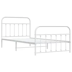 Berkfield Metal Bed Frame with Headboard and Footboard White 107x203 cm