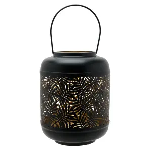 Country Living Large Black Metal Leaf Lantern with Gold Inside