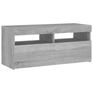 Berkfield TV Cabinet with LED Lights Grey Sonoma 90x35x40 cm