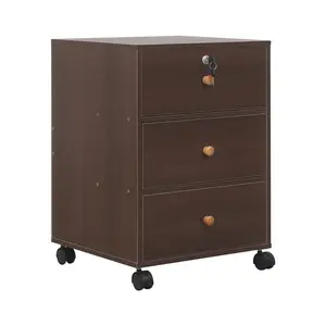 Lakemia 40cm Wide 3 -Drawer Mobile File Cabinet Dark Oak