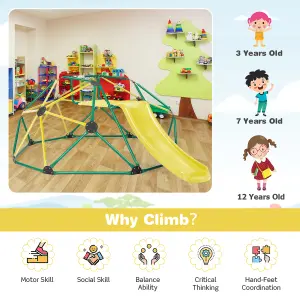 Costway 8FT Dome Climber Kids Toddler Climbing Frame With Slide Geometric Climbing Dome