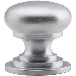 Victorian Round Cupboard Door Knob 38mm Dia Satin Chrome Cabinet Handle