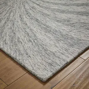 Melrose Elemental Mixed Cotton Wool Paradox Swirl Design Grey Medium Area Rug 120X170cm