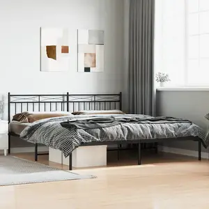 Berkfield Metal Bed Frame with Headboard Black 193x203 cm