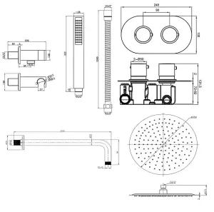 Aquarius RainLux Round Matt Black 2 Outlet Shower Bundle