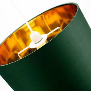 Contemporary Green Cotton 12 Table/Pendant Lamp Shade with Shiny Copper Inner