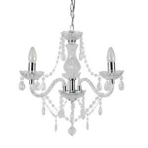 First Choice Lighting Set of 2 Clear and Chrome Marie Therese Style 3 x 40W Chandelier