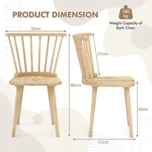 Costway Set of 2 Windsor Dining Chairs Wood Kitchen Chairs w/ Spindle Back