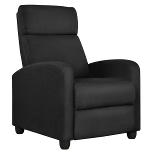 Yaheetech Black Modern Fabric Recliner Sofa with Pocket