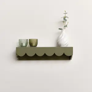 Melody Maison Green Scalloped Wall Storage Shelf - 40cm