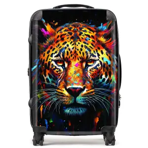 Splashart Leopard Face Suitcase - Medium