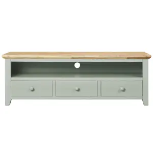 Florence Sage Green TV Stand with 3 Drawers and Shelf