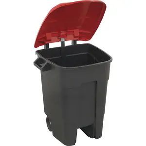 Durable 100 Litre Red Wheelie Bin with Solid Rear Axle and 200mm Wheels