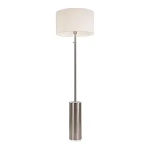 ValueLights Lexy Brushed Chrome Rotary Dimmer Switch Floor Lamp with Cream Boucle Shade