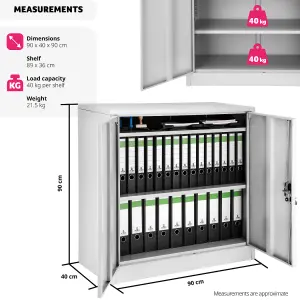 Filing Cabinet - 3 compartments, lockable, 90 x 40 x 90 cm - grey