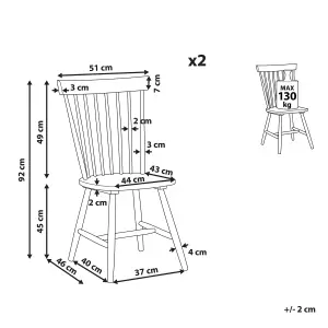 Set of 2 Dining Chairs BURGES Rubberwood Black