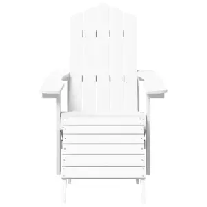 Berkfield Garden Adirondack Chair with Footstool & Table HDPE White