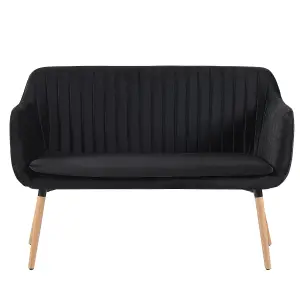 2 Seater Velvet Kitchen Sofa Black TABY