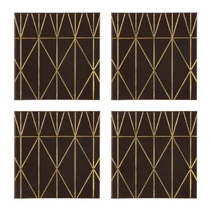 Geome Wood Square 4 Piece Coaster Set (Set of 4)