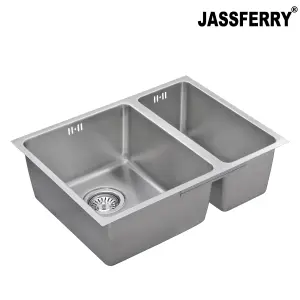 JASSFERRY Undermount Stainless Steel Kitchen Sink 1.5 Bowl Righthand Smaller Bowl