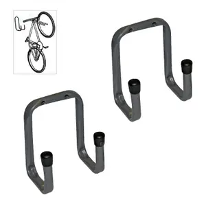 2 x Wall Mounted 70mm Tool, Bike Double Storage Hooks for Garages Sheds & Workshops