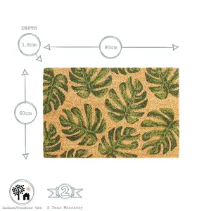 Nicola Spring - Coir Door Mat - 90 x 60cm - Monstera