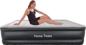 Home Treats Inflatable Double Air Bed With Built In Pump Quick & Easy Setup