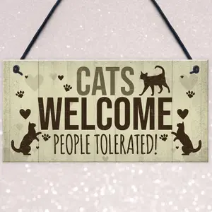 Red Ocean Novelty Cat Signs For Home Funny Cat House Sign Gate Door Plaque Pet Animal Lover Gifts