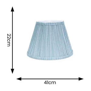 ValueLights Laurenne Tapered Blue Pinstripe Fabric Pleated Easy Fit Large Lamp Shade