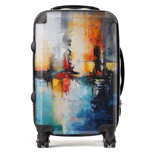 Reflective Splendour: City In Abstract Suitcase - Cabin