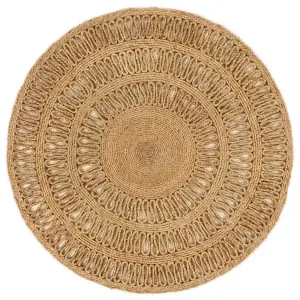 Berkfield Area Rug Hand-braided Jute 90 cm Round