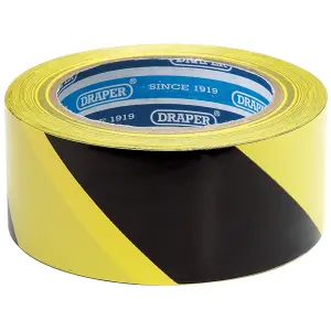 Draper  Adhesive Hazard Tape Roll, 33m x 50mm, Black and Yellow 63382