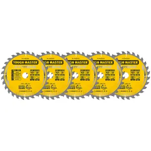 TOUGH MASTER Circular Saw Blade 165mm Pack of 5 Professional TCT Mitre Saw Circular Saw Blade 165 x 20 x 28T