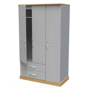 Whitby Triple Wardrobe in Grey Ash & Oak (Ready Assembled)