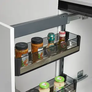 2 Tier Heavy Duty Slide Out Kitchen Storage Cupboard Organiser Shelf, Cabinet for Home Pantry Organisation 20 x 47 x 58cm