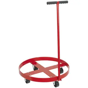 205L Oil Drum Dolly with Handle - Four Large Diameter Metal Castors - Drum Mover