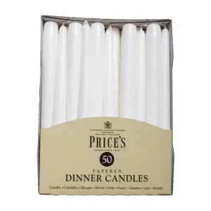 50 Tapered White Household Dinner Candles Prices Wax Candles 8H Burn Time 24cm