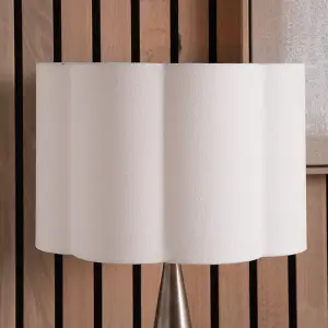 45cm White Handloom Scalloped Cylinder Lampshade For Table And Flor Lamps