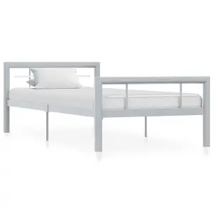 Berkfield Bed Frame Grey and White Metal 100x200 cm