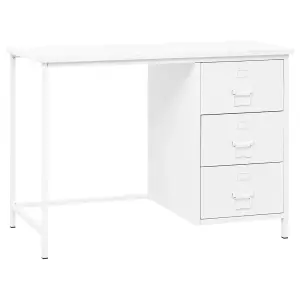 Berkfield Industrial Desk with Drawers White 105x52x75 cm Steel