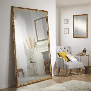 Leaner Mirror Harlington Antique Rectangular Shape with Gold Frame- H 205cm X W 140cm for Hanging in Bedroom or Living room