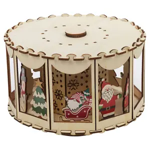 URBNLIVING 20cm Width 6 LED Christmas Lamp Carousel Spinning Festive Scene Santa Decor Ornament