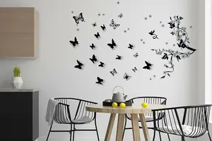 3D Butterfly and Black Vine 3D Butterflies Stock Clearance Wall Decor Art