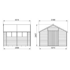 Forest Garden 10x10 ft Apex Wooden 2 door Shed with floor & 4 windows