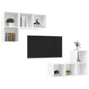 Berkfield Wall-mounted TV Cabinets 4 pcs High Gloss White Engineered Wood