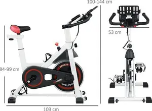 HOMCOM Upright Exercise Bike Indoor Training Cycling Machine Stationary Workout Bicycle W/ Adjustable Resistance Seat Handlebar LCD Display | Aosom UK